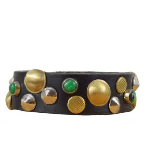 Bracciale Verdio in cuoio nero e borchiato