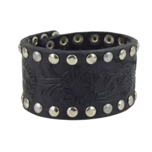 Bracciale Amazzonia in cuoio stampato e borchie