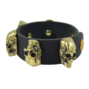 Bracciale teschio in cuoio